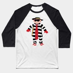 The Hamburglar -- Choose from our vast selection of Baseball T-Shirts to match with your favorite design to make the perfect custom graphic Baseball T-Shirt. Customize your color! Perfect for working out or casual wear for men and women. Black Casual Sublimation T-shirt With Character Print, Casual Black Sublimation T-shirt With Character Print, Pre-shrunk White Jersey T-shirt, Crew Neck Tops With Character Print For Sports Events, Sporty Black Cotton Sublimation Design, White Pre-shrunk Jersey T-shirt, Black T-shirt With Custom Print For Fans, Black Custom Print Fan T-shirt, Black Custom Print T-shirt, Fan Apparel