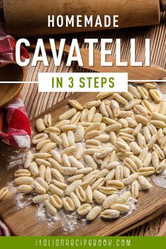 cavatelli pasta on the cutting board Homemade Cavatelli How To Make, Gluten Free Cavatelli Recipe, Easy Pasta Shapes By Hand, Ricotta Cavatelli Pasta Recipe, Baked Cavatelli Recipes, Home Made Pasta Recipes Easy, Home Made Pasta Recipe, Cavatini Recipe, Cavatelli Pasta Recipe