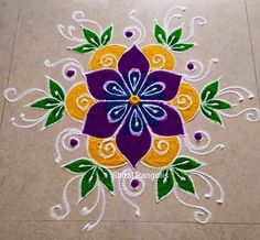 a colorful flower design on the floor