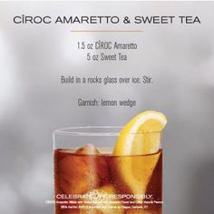 an advertisement for a drink called ciro amarettoo and sweet tea