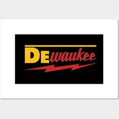 a black and yellow poster with the word dewake in red, yellow and orange