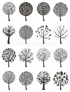 the silhouettes of trees in different shapes and sizes - decorative objects objects / objects