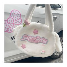 Cute White Shoulder Bag With Animal Design, Playful White Bag With Cute Design, Cute White Shoulder Bag With Cute Design, White Kawaii Bag With Animal Design, Cute White Tote Shoulder Bag, Trendy White Bag With Cute Design, Cute White Bag With Animal Design, Cute White Bags With Animal Design, Cute White Shoulder Bag For Everyday Use