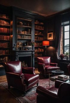 a living room filled with lots of leather furniture