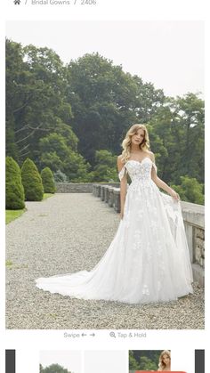 an image of a woman in a wedding dress on the web page for bridal gowns