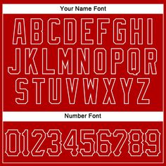 a red and white typeface with the letters in it's lowercases