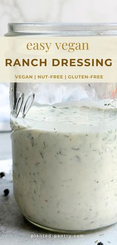 This Homemade Vegan Ranch Dressing will have you skipping the dressing aisle on your next trip to the grocery store. It is SO easy and totally irresistible. Gluten Free Ranch Dressing, Ranch Recipe, Homemade Ranch Dressing