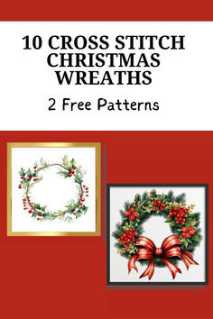 cross stitch christmas wreaths with two free patterns