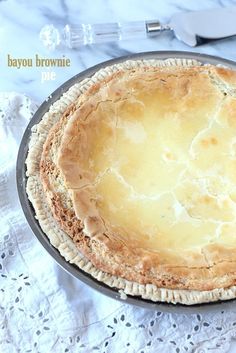 a pie sitting on top of a metal pan