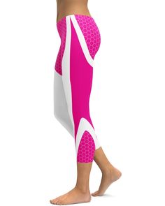 If you want to stand out in the gym, yoga or out and about and during the summer, winter, fall or spring than these Pink Honeycomb Carbon White Capris will do the trick. It's almost as if white background makes the color pink stand out even more. White Compression Leggings For Light Exercise, White High Stretch Yoga Pants For Spring, Breathable White Bottoms For Pilates, High Stretch White Activewear For Spring, Sporty Stretch Capris For Summer, Summer Athleisure Capris, White Athleisure Yoga Pants For Training, White Breathable Athleisure Leggings, White Breathable Yoga Pants For Gym