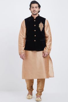 Buy Men's Velvet  Embroidery  Jacket in Black Online Black Work Embroidery, Kurta Pajama With Jacket, Velvet Embroidery, Embroidery Jacket, Silk Anarkali, Golden Art, Jacket Store, Silk Clutch, Mens Kurta