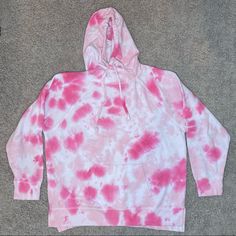 Victoria’s Secret Pink Tie Dye Pullover Sweatshirt Pink White Size Medium Brand New, No Tags Measurements In Photos Color: Pink And White Tie Dye Oversized Fit Hooded Neckline With Drawstring Logo On Hood Dropped Shoulders Kangaroo Pocket 60% Cotton 40% Polyester From No Pet No Smoke House Casual Pink Hoodie Sweater, Pink Hoodie Tops For Loungewear, Pink Drop Shoulder Winter Top, Oversized Pink Hoodie Sweater, Pink Drop Shoulder Cotton Sweatshirt, Pink Relaxed Fit Hooded Top, Pink Cotton Sports Hoodie, Blanket Hoodie Pink, Sporty Tie Dye Hooded Hoodie