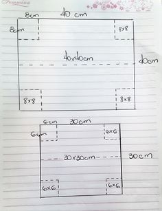 a piece of paper with measurements on it