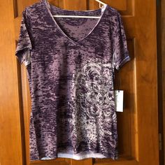 Calvin Klein V-Neck T-Shirt Purple V-neck Top With Graphic Print, Calvin Klein Short Sleeve Spring Top, Calvin Klein Short Sleeve Top For Spring, Calvin Klein Spring Short Sleeve Top, Calvin Klein Graphic Tee For Spring, Calvin Klein V-neck Tops For Spring, Womens Calvin Klein, Color Purple, V Neck T Shirt