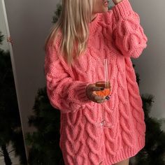 I Fall To Pieces, Hand Knit Sweater, Womens Sweaters, Pink Round, Dress Handmade, Hand Knitted Sweaters, 12 Weeks, Knit Sweater Dress, Model Height