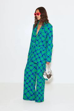 Simon Miller - Bloo pant in Green Crepe Pants, Crepe Blazer, Simon Miller, Platform Sandals Heels, Green Plaid, Fashion Fabric, New Arrival Dress, Green Jacket, Lifestyle Brands