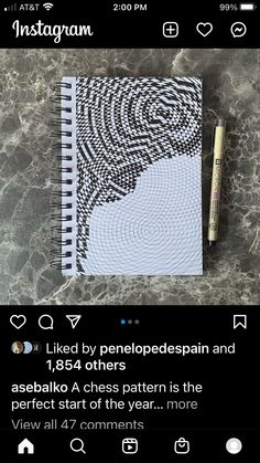 the instagram page on instagram com shows an image of a spiral notebook and pen