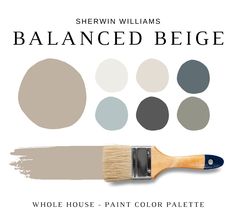 a paint brush with the words, shewin williams balanced begge in different colors