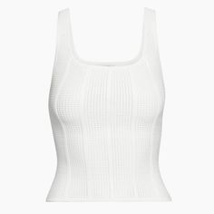 Aritzia Babaton Sculpt Knit Squareneck Ribbed Tank Top Size Small, New With Tags. Aritzia Normally Scales A Little Oversize In My Opinion, This Is Not. White Pointelle Knit Fitted Top, White Ribbed Knit Tops, White Fitted Textured Knit Top, Fitted White Knit Top, White Seamless Knit Top For Spring, Chic White Seamless Knit Top, Fitted Seamless White Knit Top, Classic White Pointelle Knit Top, White Seamless Knit Top