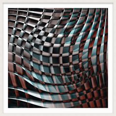 an abstract photo with red and blue squares in the center, on a white frame