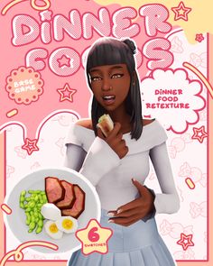 Dinner Foods Retexture | Patreon Cake A Break Sims 4, Sims 4 Food Retexture Mod, Sims 4 Default Override, Sims 4 Food Retexture, Sims 4 Cc Main Menu Screen, Sims 4 Retexture, Sims 4 Menu Override, Main Menu Sims 4, Sims 4 Food Override