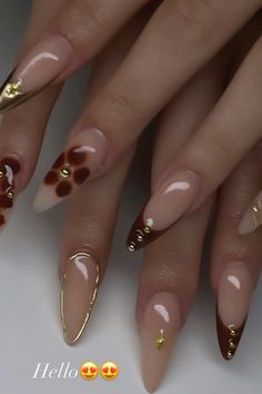 Brown Acrylic Nails, Nude Nail Designs, Stiletto Nails Designs, Almond Acrylic Nails, Brown Nails, Coffin Nails Designs, Chic Nails, Best Acrylic Nails