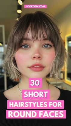 30 Short Hairstyles to Highlight Round Faces Ombré On Short Hair, Round Face Edgy Haircut, Round Face Short Bob With Bangs, Choppy Bob Hairstyles For Round Faces, Pixie Hair Fine Hair, Short Bob Hair For Round Face, Wavy Bob Hairstyles Round Face, Plus Size Chin Length Hair, Short Hair For Round Face Chubby Cheeks