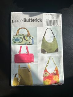 an image of purses and handbags on the cover of a sewing pattern book