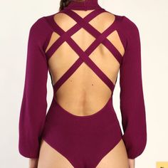 Brand New Beautiful Color Sold Out Online Chic Fitted Purple Bodysuit, Chic Purple Stretch Bodysuit, Chic Stretch Purple Bodysuit, Red Long Sleeve Bodysuit, Turtle Neck Bodysuit, Maroon Bodysuit, Strapless Bodysuit, Halter Bodysuit, Floral Bodysuit