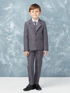 Boy's 5 Piece SLIM FIT Tuxedo Set - Choose Your Color & Size 4016 – Glass Slipper Formals Charcoal Suit