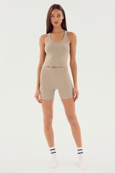 A cropped version of our fabulous Ashby tank. Super soft baby rib fabric hugs your body and layers effortlessly. BEST FOR: running, yoga, CrossFit, barre, Pilates, spin class, cycling and gym workouts. Barre Pilates, Strappy Bralette, Urban Planet, Spin Class, Seamless Bra, Soft Baby, Sleek Fashion, Warm Grey, Color Collection