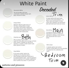 the different types of white paint