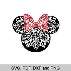 mickey mouse head with red bow svg, dxf and png