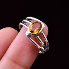 Natural Citrine Ring, Three Band Ring, Designer Ring, Citrine Silver Ring, Sterling Silver Ring, Handmade Ring, Wedding Ring, Gift For Her. by SilverJewelryking on Etsy Handmade Topaz Rings For Wedding, Amber Topaz Rings For Wedding, Stackable Citrine Rings For Anniversary, Stackable Citrine Rings As A Gift, Handmade Citrine Rings For Anniversary, Handmade Citrine Promise Ring, Amber Round Rings For Wedding, Yellow Stackable Promise Ring, Orange Birthstone Wedding Ring