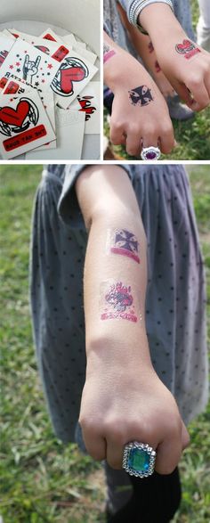 several pictures of people with tattoos on their arms and hands, all showing different designs