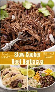 slow cooker beef barbacoa is the perfect meal for busy nights and parties