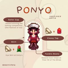 an info sheet describing how to use ponyo in the game, and what it looks like