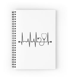 a spiral notebook with the word nurse written in black and white on it, next to a stethoscope