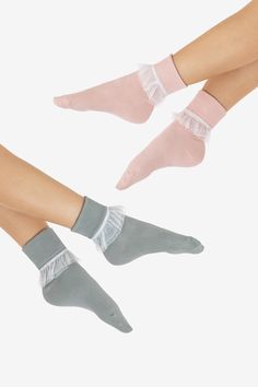 AKLSOCK-L2 - 2-Pack Girly Lace Ankle Sock – Los Angeles Apparel Lace Sock, Lace Ankle Socks, Seashell Pink, Bobby Socks, Thigh High Tights, Kawaii Socks, Ankle Sock, Cerulean Blue, Lace Socks