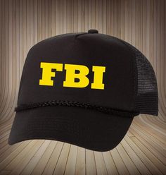 FBI Hat Snap Back Hat, Halloween Hats, Snap Backs, Hot Weather, Heat Transfer Vinyl, Trucker Cap, Cotton Twill, Caps Hats, Trucker Hat