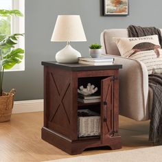 a living room scene with focus on the end table