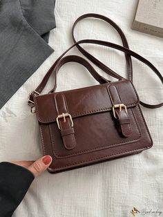 Bird in Bag - Premium Quality PU Leather Mini Handbag with Stylish Belt Decoration - Ideal for Womens Everyday Use, Casual Outings, and Gifting Purposes Brown Leather Laptop Bag, Brown Leather Crossbody Purse, Vintage Crossbody Bag, Leather Satchel Handbags, Deep Winter, Mini Handbag, Brown Leather Bag, Brown Purses, Brown Handbag