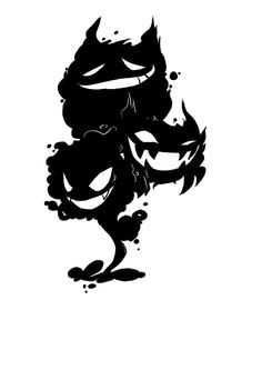 a black and white drawing of a demon with its eyes open, on a white background