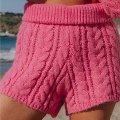 Pink Daily Drill Xs/S Knit Shorts So Cute And Cozy For Fall Nwt Casual Pink Knit Bottoms, Cozy Pink Short Bottoms, Knit Shorts With Elastic Waistband, Cozy Knit Shorts, Cozy Short Bottoms For Winter, Daily Drills, Sweater Shorts, Wool Shorts, Barbie Core