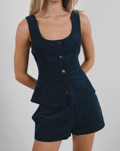 Navy Baby Cord Vest | Ganita – motelrocks-com-us Endless Fashion, Office Fits, Nyc Outfits, Ankle Length Skirt, Navy Baby, Party Dress Long Sleeve, Bandeau Dress, Midi Dress Summer, Party Dress Long