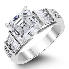 Square Emerald Cut Diamond Ring (3.03 JVS1 GIA) Emerald Cut Diamond Ring, Diamond Free, Emerald Cut Diamond, Finger Rings, Platinum Metal, Platinum Ring, Emerald Cut Diamonds, Diamond Shape, Gia Diamond