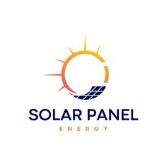 solar panel energy logo with the sun in the middle and an arrow pointing up to it