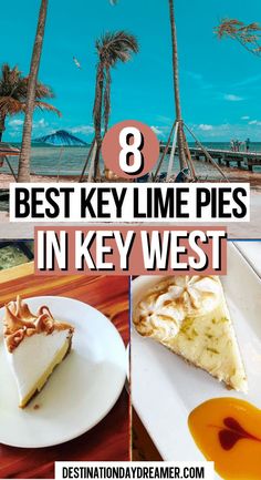 Slice of white and yellow key lime pie on white plates with words written over the image: '8 Best Key Lime Pies in Key West' Key Lime Pie Key West, Key West Key Lime Pie, Key West Wedding Dress, Key West Vibes, Key West Outfits, Celebrity Millennium, Key West Decor