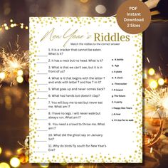 a new year's riddle game with sparklers in the background