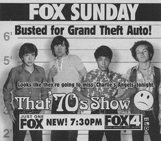 an advertisement for fox sunday featuring the band that 70's show from 1971 to 1970